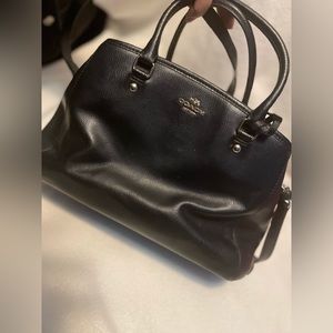Coach F57527 Small Margot Carryall Black Crossgrain Leather Satchel